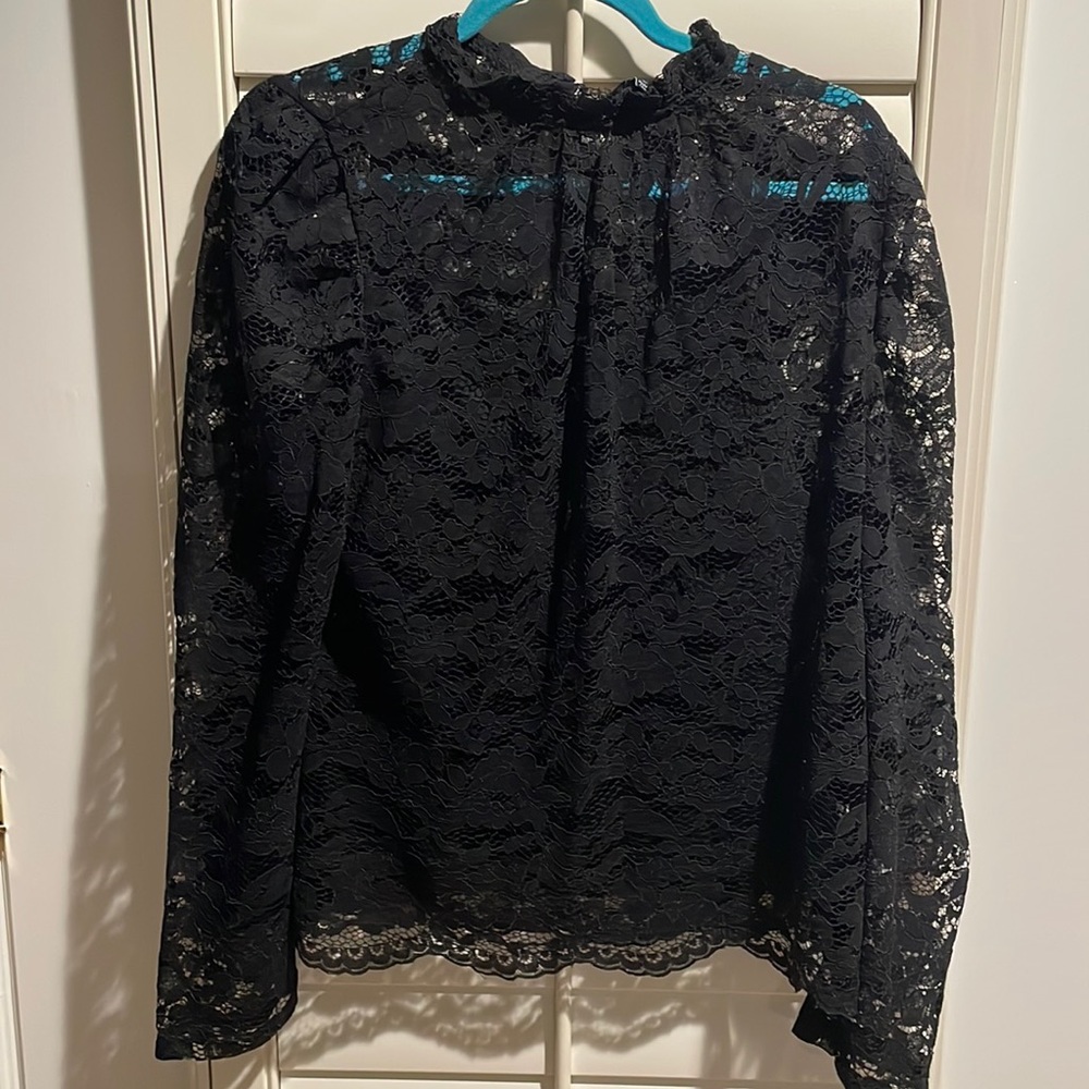 Women’s black lace top with built in cami underneath